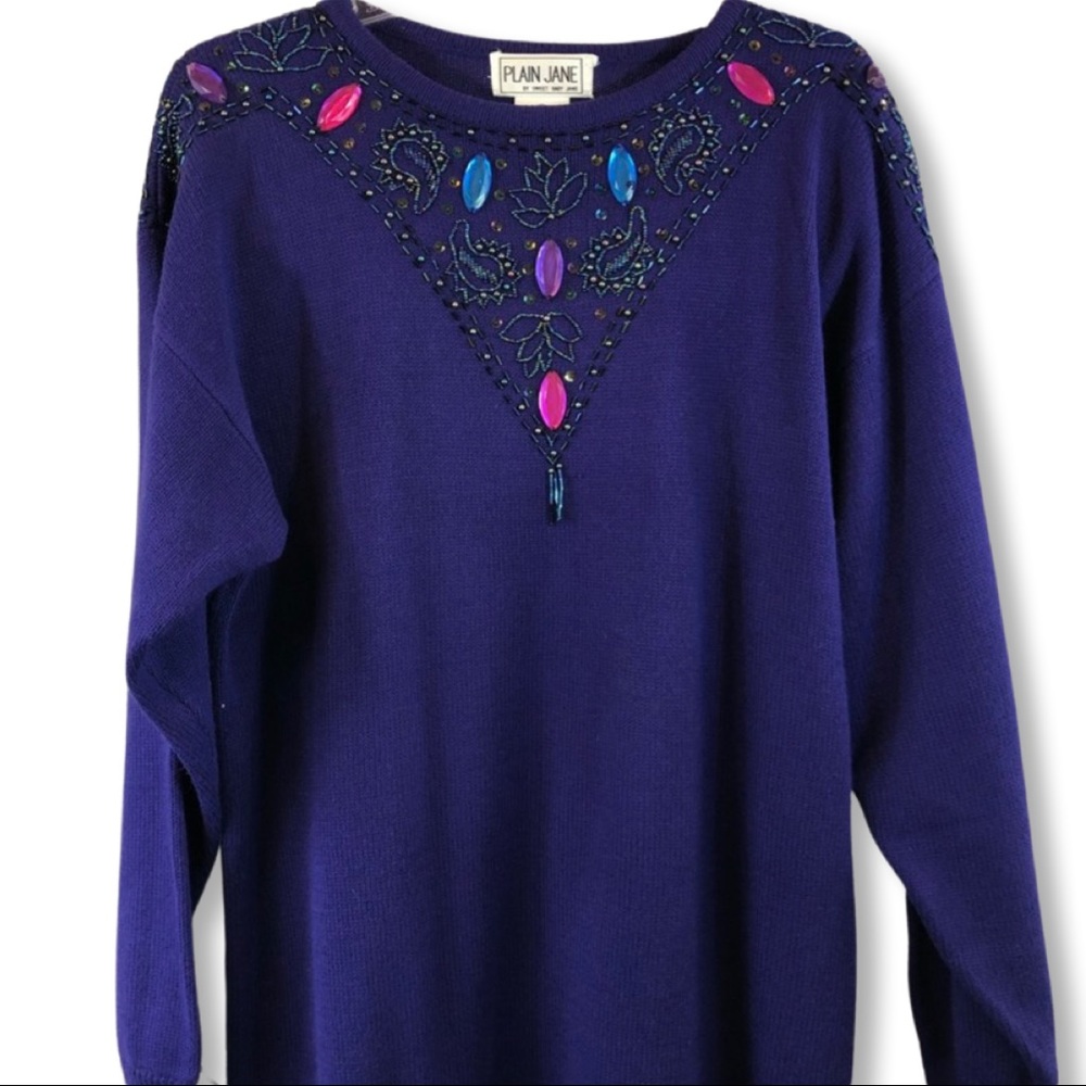 Vintage | Purple bedazzled sweater dress